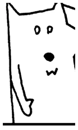 A tall white fox from the chunky bacon comics, looking straight at you.