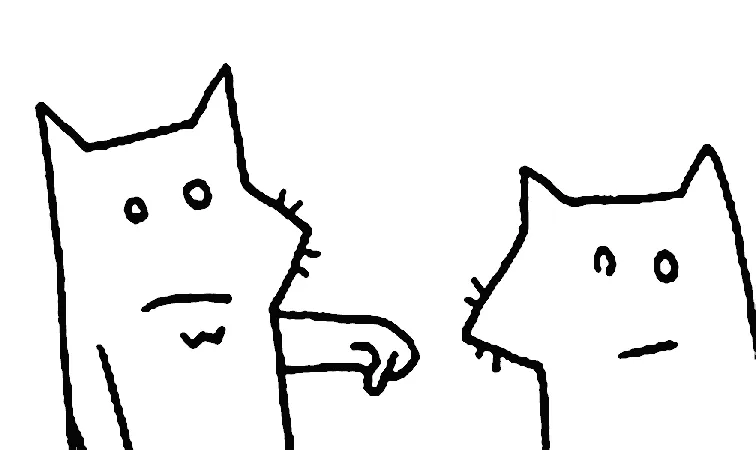 The two foxes from the book, arms folded, staring at the page next door.